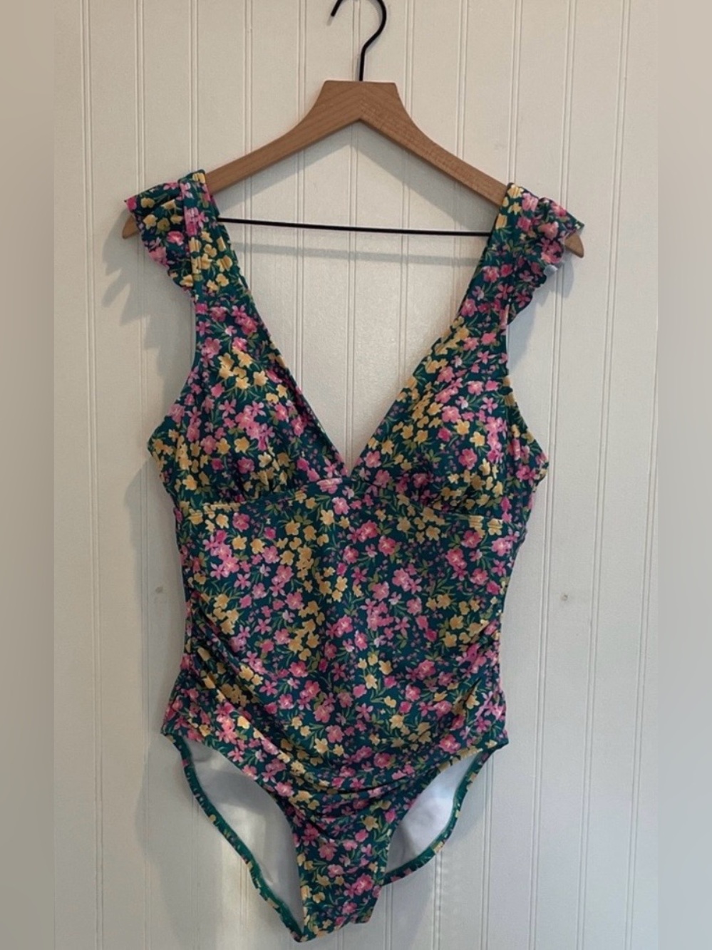 Kona Sol Floral Ruffle One-Piece Swimsuit - NWT